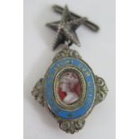 A Victorian Silver and Enamel Pendant 'HEAVENS LIGHT OUR GUIDE', 39mm drop