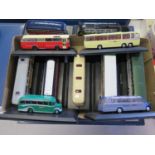 A Collection Atlas Scale Model Buses on Plinths