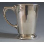 A George V Silver Christening Mug, Birmingham 1924, I S Greenberg & Co., 93g, 8cm. Foot squashed