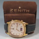 A Zenith Gen's Gold Plated Quartz Wristwatch, soft case, not running