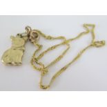 A 9ct Gold Anklet with 'Lucky Cat' Charm, 1.9g