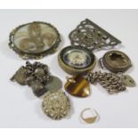A Selection of Silver and other jewellery, damaged gold ring 0.9g (mark rubbed), damaged 9ct gold