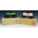 Two ETS Railway Tank Cars, 468 "United Dairies" and 469 "Castrol" O Gauge (1:45). Very near mint/
