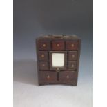 A Georgian Oak Miniature Chest with ten drawers, 17.5(w)x22(h)x11.5(d)cm