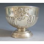 A Victorian Silver Bowl with gadrooned a c-scroll decoration, Chester 1898