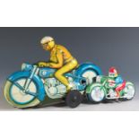 A German Philip Niedermeier Tinplate Friction Drive Motorbike (17cm approx) and one other.