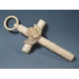A 19th Century Carved Ivory Cross decorated with cherub, 13x6cm **UK BIDDING ONLY**