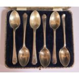 A George V Cased Set of Six Teaspoons with crossed gold sticks to the handle, Sheffield 1933 (and
