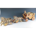 A Late 19th Century Wooden with Paper Litho Four-In-Hand Coach made by Bliss of Pawtucket, RI, U.S.A