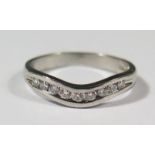 A Modern .950 Platinum and Diamond Half Eternity Ring, size M.5, 4.2g (EDW .18ct)
