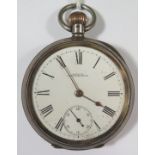 A Waltham .935 Silver Cased Gent's Open Dial Pocket Watch, movement no. 11978404, needs attention