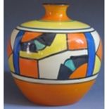 A Very Rare Clarice Cliff Bizarre Diamonds Vase, shape 164, 13.7cm high, c. 1929. Professionally