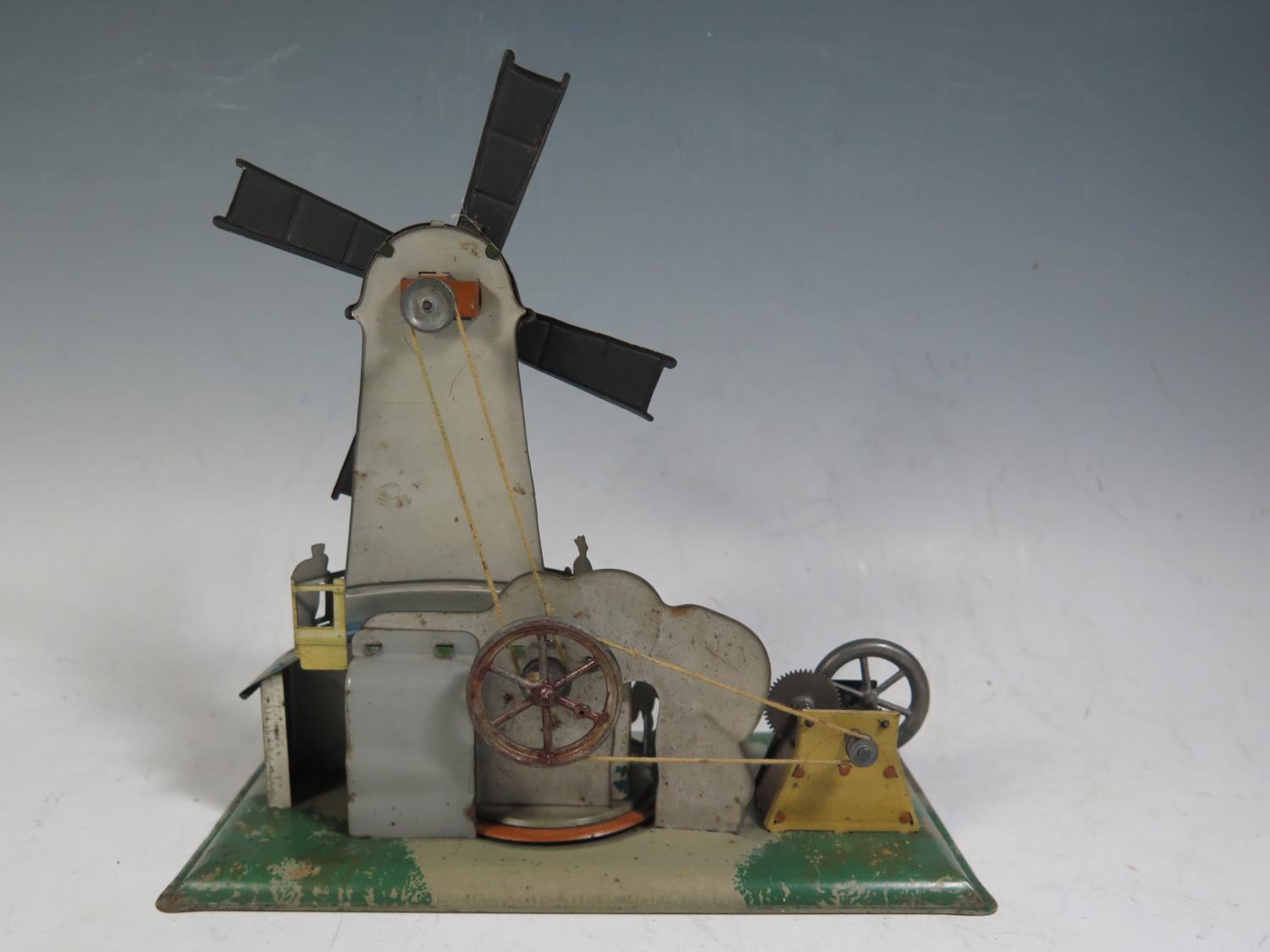 A Scarce Centrimotor (German) Mechanical Tinplate Windmill with Rotating Donkey and Man. - Image 2 of 2