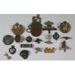 A Selection Military Cap Badges including 10th Royal Hussars, R.A.F. cap badges and Portsmouth dog