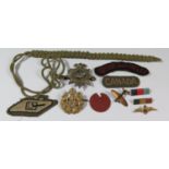 R.A.F. Sweetheart Brooch and cap badge, Devonshire Regiment (THE HAYTOR) cap badge, etc.