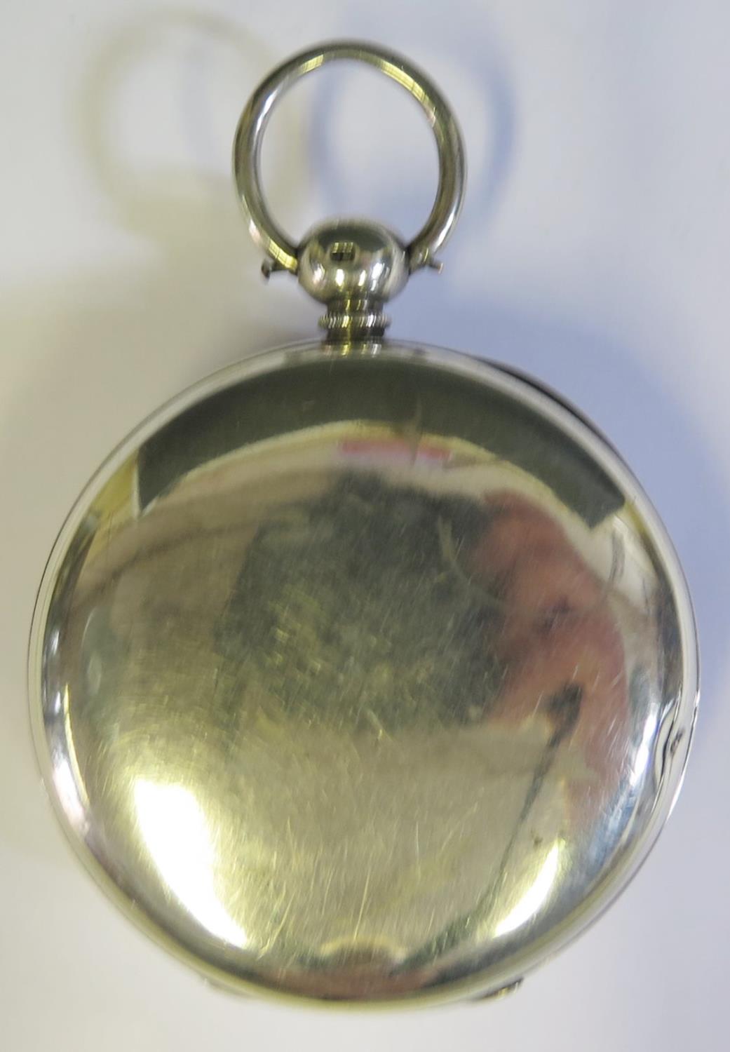 A Large Victorian Silver Cased Open Dial Pocket Watch with chain driven fusee movement no. 6090, - Image 2 of 2