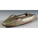 A Rare Tinplate Clockwork Audi Auto Union Streamliner Racing Car Made in Germany, motor not