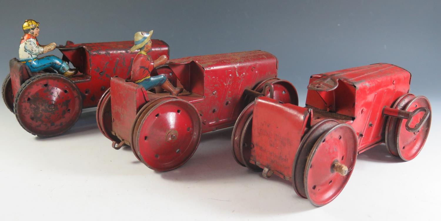 Three Triang Clockwork Tinplate No. 2 Tractors, one motor needs attention. - Image 2 of 3