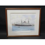 J.A. Drinkwater, Clan Robertson in the Mersey, pencil signed print, F&G, 36x27cm