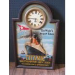 Titanic _ A Modern Hand Painted Relief Wall Plaque with clock, 65x40cm