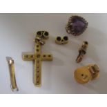 A Pair of 18ct Gold Earring Backs (1.6g), 9ct gold oddments (0.7g) and unmarked oddments