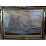 Peter Davies, Finnish four master barques HERZOGIN CECILIE and OLIVEBANK, oil on board, framed,