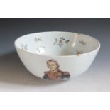 A Unique Majolica Bowl decorated with a half length portrait of Nelson, a ship and flowers, late