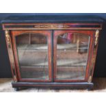 A Victorian Amboyna, Ebony and Inlaid Glazed China Cabinet, 119(w)x108(h)x32.5(d)cm