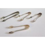 Four Silver Sugar Tongs, 70g