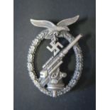 A WWII German Luftwaffe Silver Plated Flak Kampfabzeichen Badge