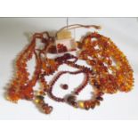 A Selection of Amber and Faux Amber Necklaces