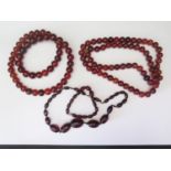Three Faux Amber Bead Necklaces