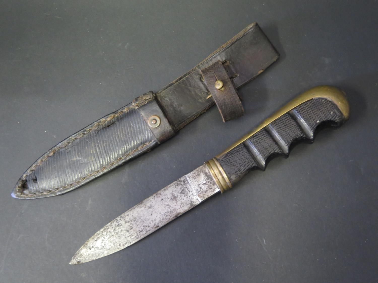 A 19th Century Trench Sheath Knife Dagger with E. & F. Horster Solingen steel blade, 25cm