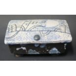 A John Maltby Studio Pottery Box with incised decoration, signed to the base, 13.5(w)x7.7(d)x6,5(h)