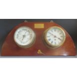 H.M.S. EXETER (attrb.) Brass Ship's Bulkhead Clock with 7" dial and aneroid barometer by John Boyce,