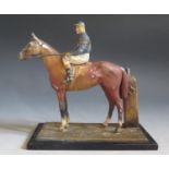 A Cold Painted Spelter Horse with Jockey Table Lighter