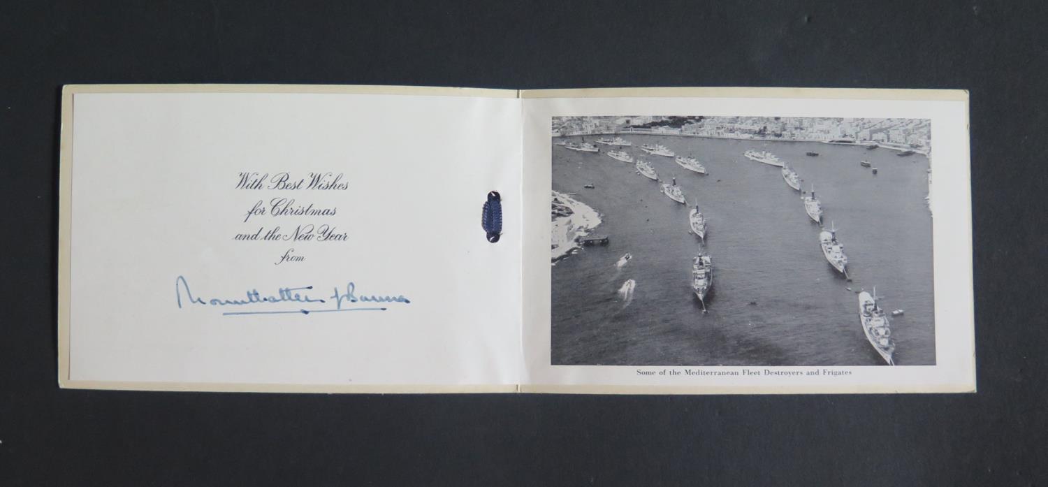 An Official Christmas Card from The Mediterranean Commander-In-Chief signed in ink by Mountbatten of