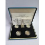 A Royal Mint 1995-1997 United Kingdom Silver Proof Piedfort One Pound Collection with COAs