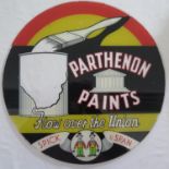 A Parthenon Paints Glass Advertising Sign, 37.5cm