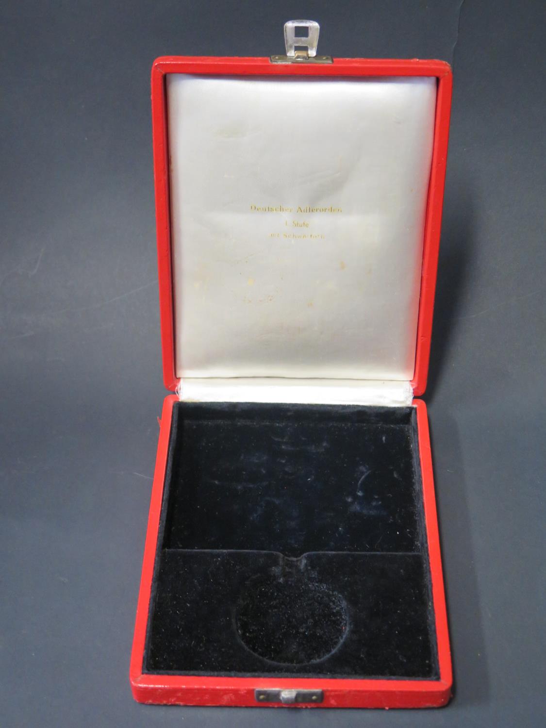 A Rare WWII German Red Leather Medal Case for Eagle Order 1st Class - Image 2 of 2