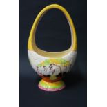 A Clarice Cliff Bizarre Basket in the Applique Idyll pattern, 36cm, c. 1932