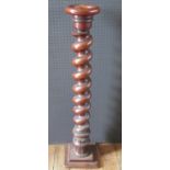 A 19th Century Mahogany Barley Twist Newel Post, 105cm