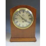 A WWII R.A.F. Oak Cased Mantle Clock with single fusee chain driven movement and 8" dial, signed
