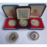 A Collection of Mint Silver Coins including two 1978 Guernsey 25 Pence Royal Visit Coins,