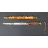 A Miniature Chinese Sword with tortoiseshell scabbard, 29.5cm