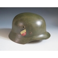 A German WWII Army DD Helmet, rim stamped Q66 & DN311, leather stamped 58, no chin strap, - Image 2 of 4