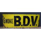 An Original SMOKE B.D.V. Enamel Adverting Panel, 127x46cm