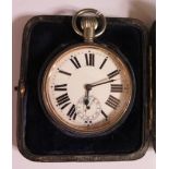 An Edward VII Silver Goliath Pocket Watch Easel Back Case, Birmingham 1901, Henry Matthews and