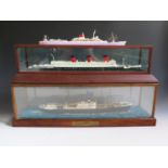 S.S. LISMORNIA Donaldson Line _ Ship's model in a glazed case (63cm long) and one other in case (