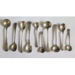 A Collection of Ten 20th Century Silver Salt Spoons, 64g